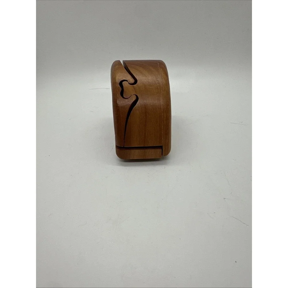 Wooden Puzzle ~ Stash Box ~ Hand-Crafted Parott Hea Trinket Box ~ 3 Piece Felt